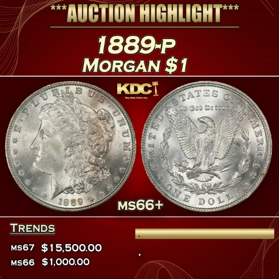 1889-p Morgan Dollar $1 ms66+ SEGS