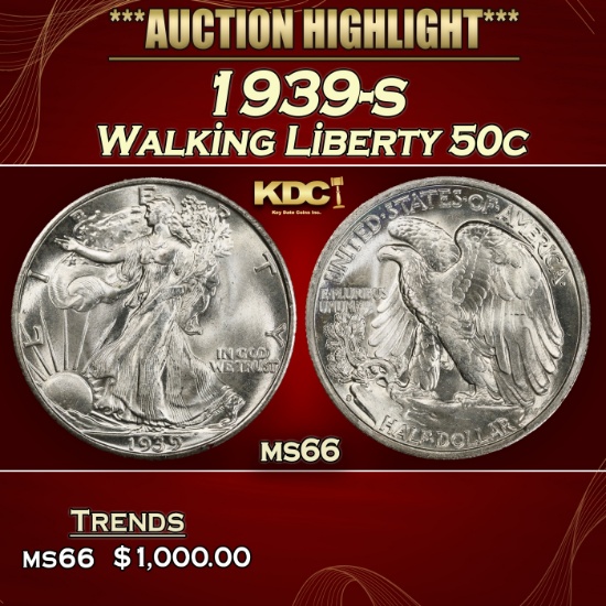 1939-s Walking Liberty Half Dollar 50c ms66 SEGS