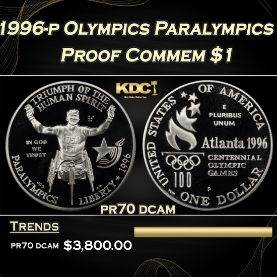 1996-p Olympics Paralympics Proof Modern Commem Dollar $1 pr70 dcam SEGS