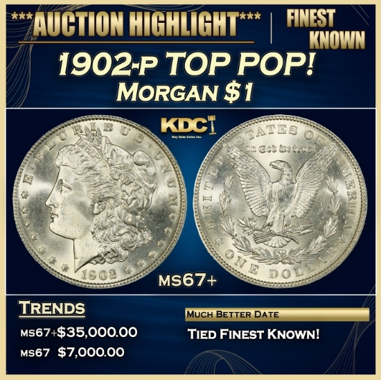 1902-p Morgan Dollar TOP POP! $1 ms67+ SEGS