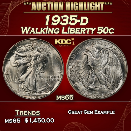 1935-d Walking Liberty Half Dollar 50c ms65 SEGS