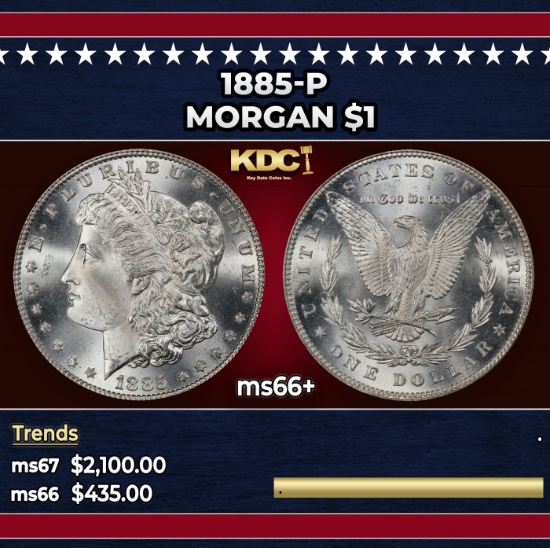 1885-p Morgan Dollar $1 ms66+ SEGS