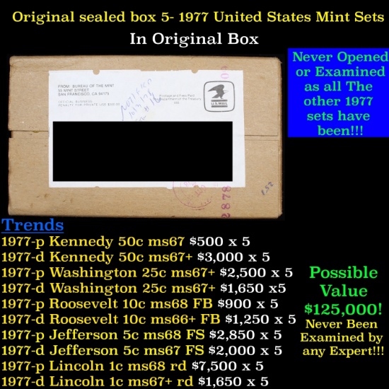 Original sealed box of 5x 1977 United States Mint Sets