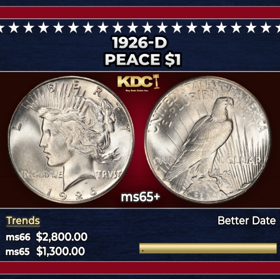 1926-d Peace Dollar $1 ms65+ SEGS