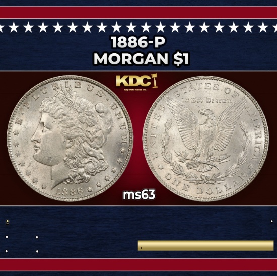1886-p Morgan Dollar $1 Grades ms63