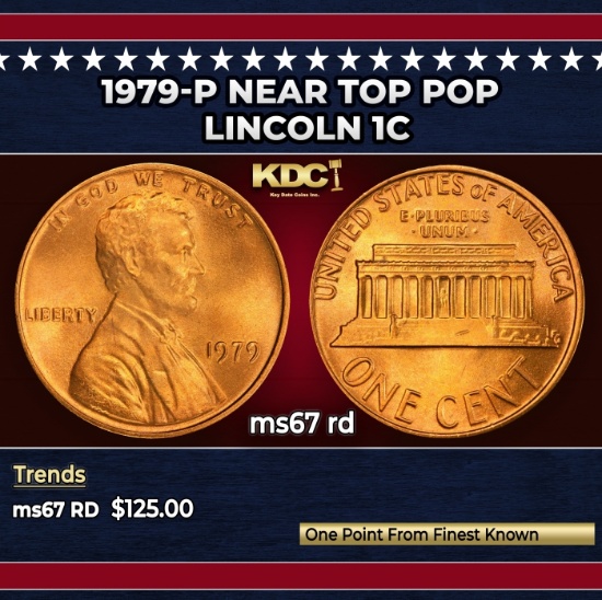 1979-p Lincoln Cent Near Top Pop 1c ms67 rd SEGS