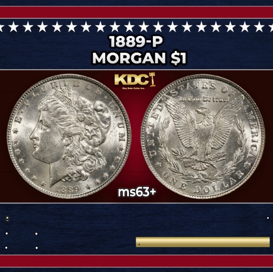 1889-p Morgan Dollar $1 Grades ms63+