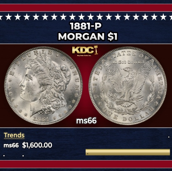 1881-p Morgan Dollar $1 ms66 SEGS