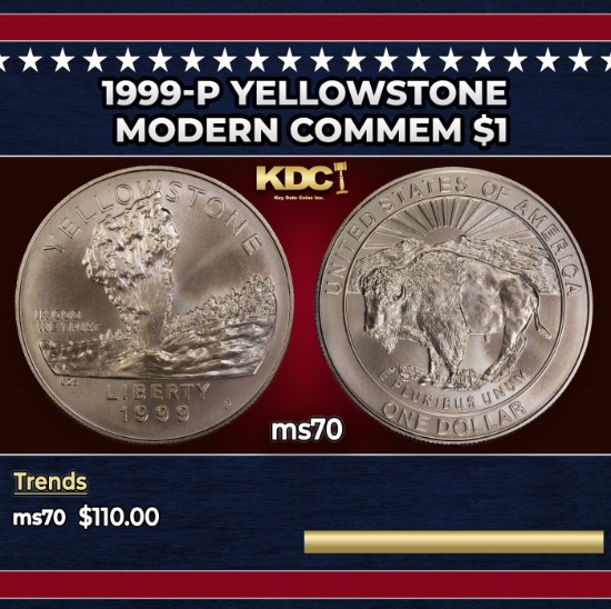 1999-P Yellowstone Modern Commem Dollar $1 ms70 SEGS