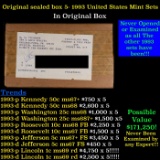 Original sealed box 5- 1993 United States Mint Sets