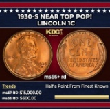 1930-s Lincoln Cent Near Top Pop! 1c ms66+ rd SEGS