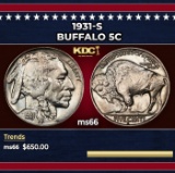 1931-s Buffalo Nickel 5c Grades ms66