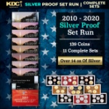 2010-2020 US Mint SILVER Proof Sets, 139 Coins Total, 11 Complete Sets Over 14oz Of Silver