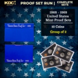 Group of 2 United States Mint Proof Sets 1968-1969 10 coins