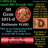 BU Shotgun Lincoln 1c roll, 1971-d 50 pcs Bank Wrapper 50c