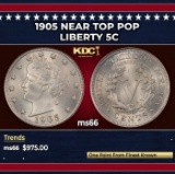 1905 Liberty Nickel Near Top Pop 5c ms66 SEGS