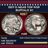 1937-d Buffalo Nickel Near Top Pop 5c ms68 SEGS