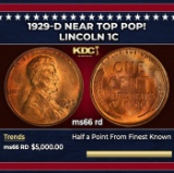 1929-d Lincoln Cent Near Top Pop! 1c ms66 rd SEGS