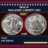 1945-p Walking Liberty Half Dollar 50c Grades ms66