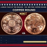 Lunear Year of The Dragon - 1oz .999 Fine Copper Round