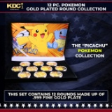 12 Coin Pokemon - Picachu - Gold Plated Round Collection