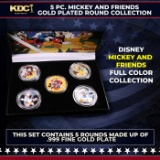 5 Coin Disney Mickey and Friends Full Color Gold Plated Round Collection
