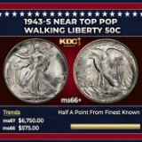 1943-s Walking Liberty Half Dollar Near Top Pop 50c ms66+ SEGS