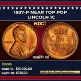 1937-p Lincoln Cent Near Top Pop 1c ms67+ rd SEGS