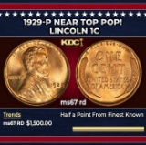 1929-p Lincoln Cent Near Top Pop! 1c ms67 rd SEGS