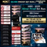 1992-2021 30 Years of US Mint SILVER Proof Sets, 308 Coins Total, 30 Complete Sets Over 30oz Of Silv
