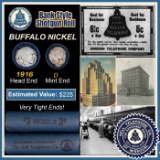 Buffalo Nickel Shotgun Roll in Old Bank Style 'Bell Telephone' Wrapper 1916 & D Mint Ends