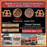 Lincoln Wheat Cent 1c Mixed Roll Orig Brandt McDonalds Wrapper, 1923-d end, Indian other end