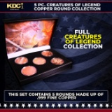 5 Copper Coin Creatures Of Legends Set 5oz Of Copper