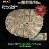 10x 1953 $2 Red Seal United States Note Grades VF/XF