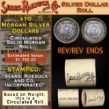 CN- SEARS Morgan Circulated 10 Coin Silver Dollar $1 Roll 'P' Rev/'P' Rev Ends