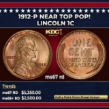 1912-p Lincoln Cent Near Top Pop! 1c ms67 rd SEGS