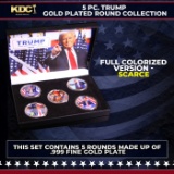 5 Coin Gold Plated President Trump MAGA Colorized Tribute Set