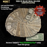 20x 1935 $1 Blue Seal Silver Certificates Grades VF/XF