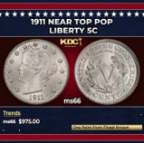 1911 Liberty Nickel Near Top Pop 5c ms66 SEGS