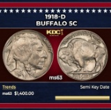 1918-d Buffalo Nickel 5c ms63 USCG