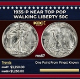 1935-p Walking Liberty Half Dollar Near Top Pop 50c ms67 SEGS