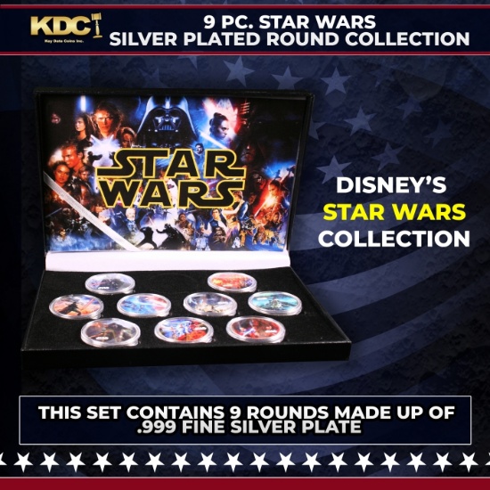9 Coin Star Wars Silver Plated Round Collection
