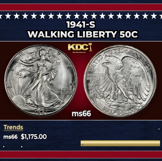 1941-s Walking Liberty Half Dollar 50c ms66 SEGS