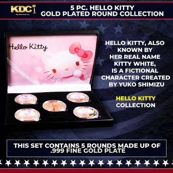 5 Coin Hello Kitty Gold Plated Round Collection