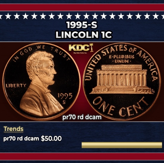1995-s Proof Lincoln Cent 1c pr70 rd dcam SEGS