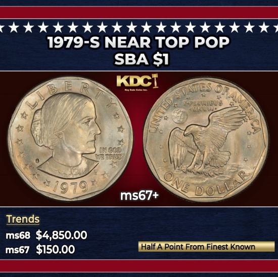 1979-s Susan B. Anthony Dollar Near Top Pop $1 ms67+ SEGS