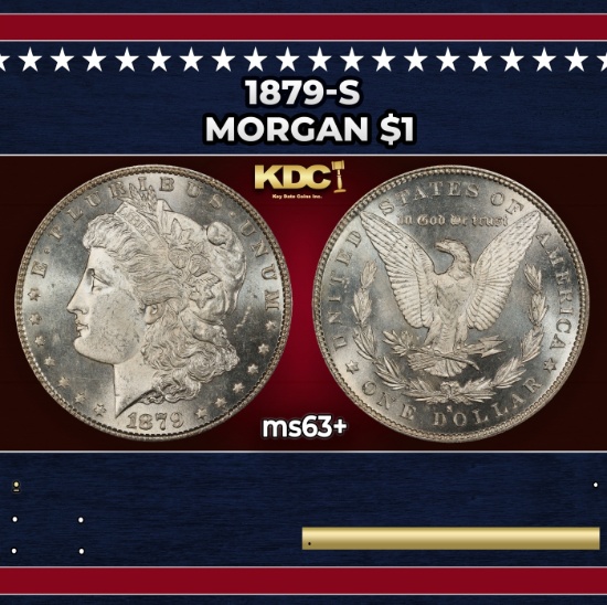 1879-s Morgan Dollar $1 Grades ms63+