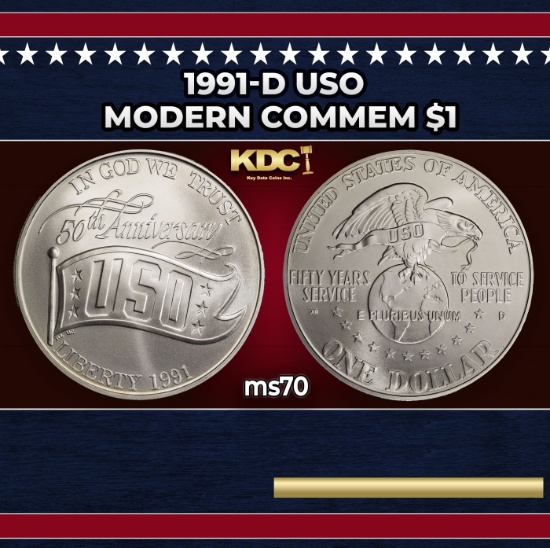 1991-d USO Modern Commem Dollar $1 ms70 SEGS