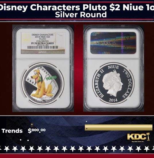 NGC 2014 Disney Characters Pluto $2 Niue 1oz Silver Proof pr70 dcam NGC Other Toy