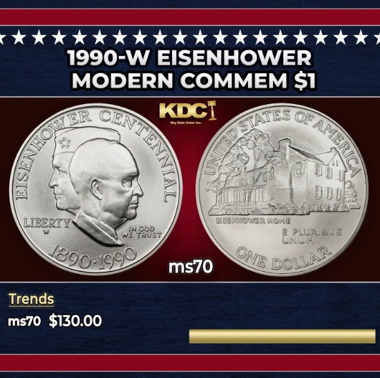 1990-w Eisenhower Modern Commem Dollar $1 ms70 SEGS